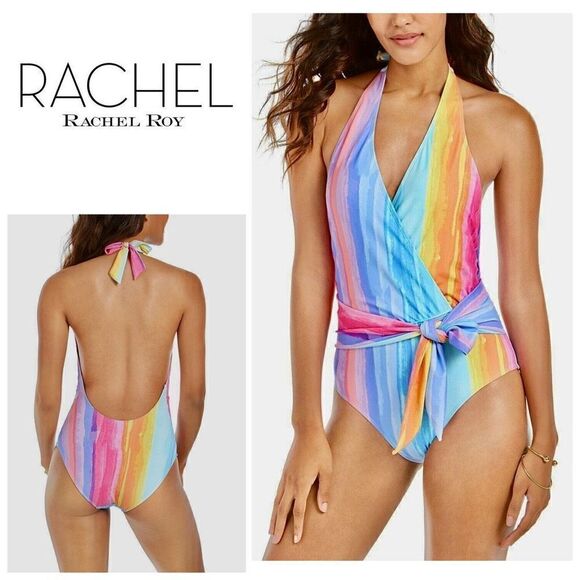 New. Rachel Roy plunge neck pastel swimsuit. Retails $129 - Picture 1 of 7